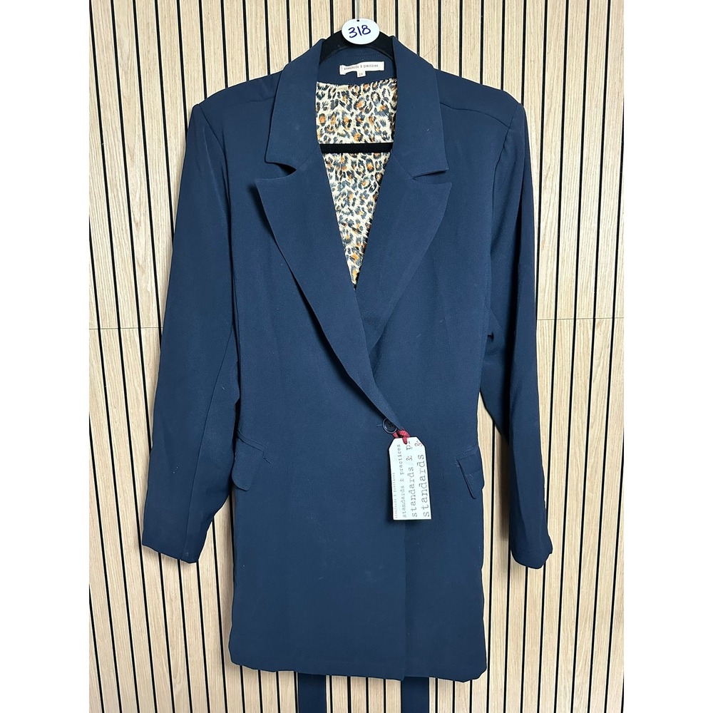 318 Standards & Practices Black Blazer Leopard Print Lining (2X, NWT)